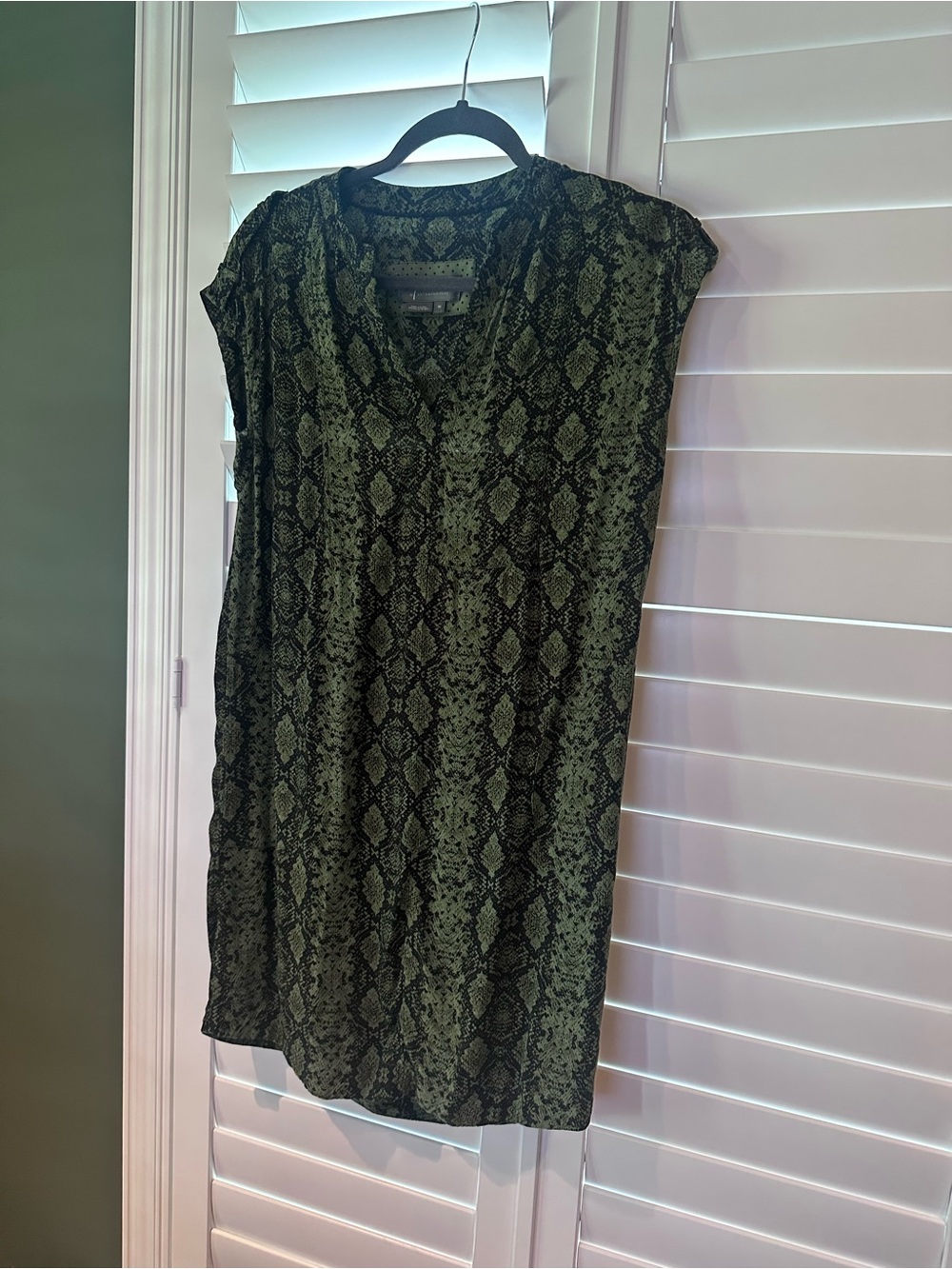Anthropologie Green and Black Snake-Print Dress